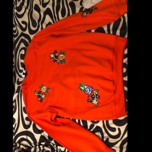 Topshop Orange Embellished Sweatshirt